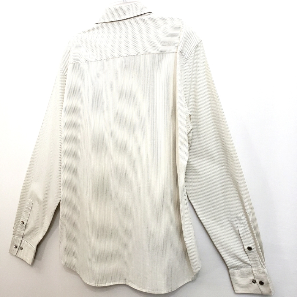 Armani Exchange Creme Textured Pinstripe Longsleeve Button down Shirt - Picture 11 of 15
